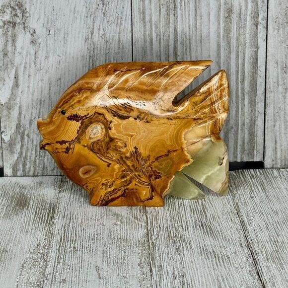 Handmade Other - Vintage Carved Onyx Fish Figurine Paperweight
